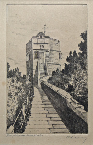 King Charles Tower Chester - etching by A. Simes (EJ Maybery)
