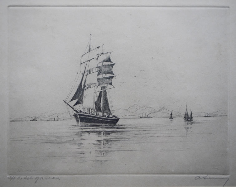 Off the Isle of Arran - etching by A. Simes (EJ Maybery)