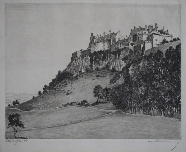 Stirling Castle - etching by A. Simes (EJ Maybery)