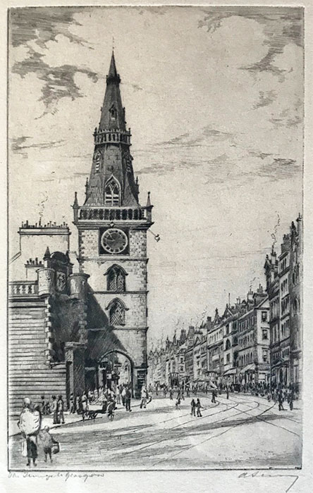 The Trongate, Glasgow - etching by A. Simes (EJ Maybery)