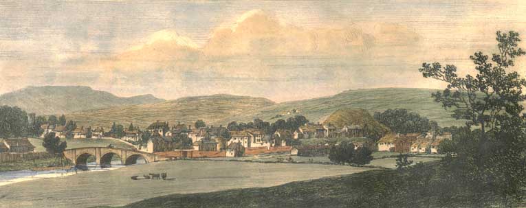 Caerleon and the River Usk - Print by J G Wood 1811, from The Principal Rivers of Wales