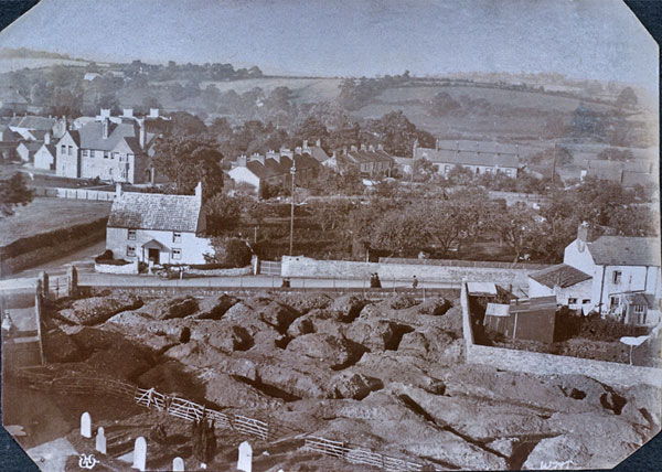 The 1909 Churchyard Extension Excavation viewed from the church tower, Caerleon