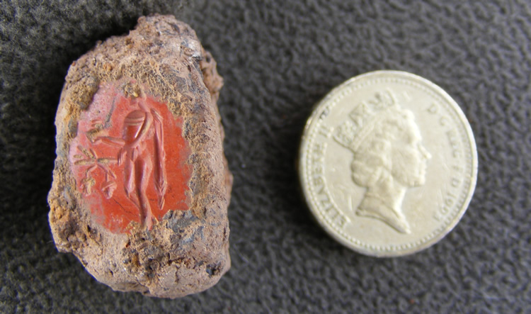 A finely engraved entaglio found during the 2010 Caerleon Archeological excavations.