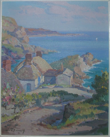 Cadgwith Cornwall oil painting by Joseph Hennah