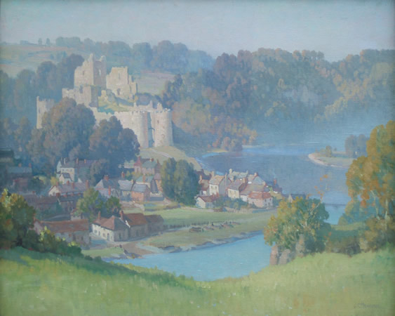 Oil painting of Chepstow Castle, Monmouthshire, by J E Hennah